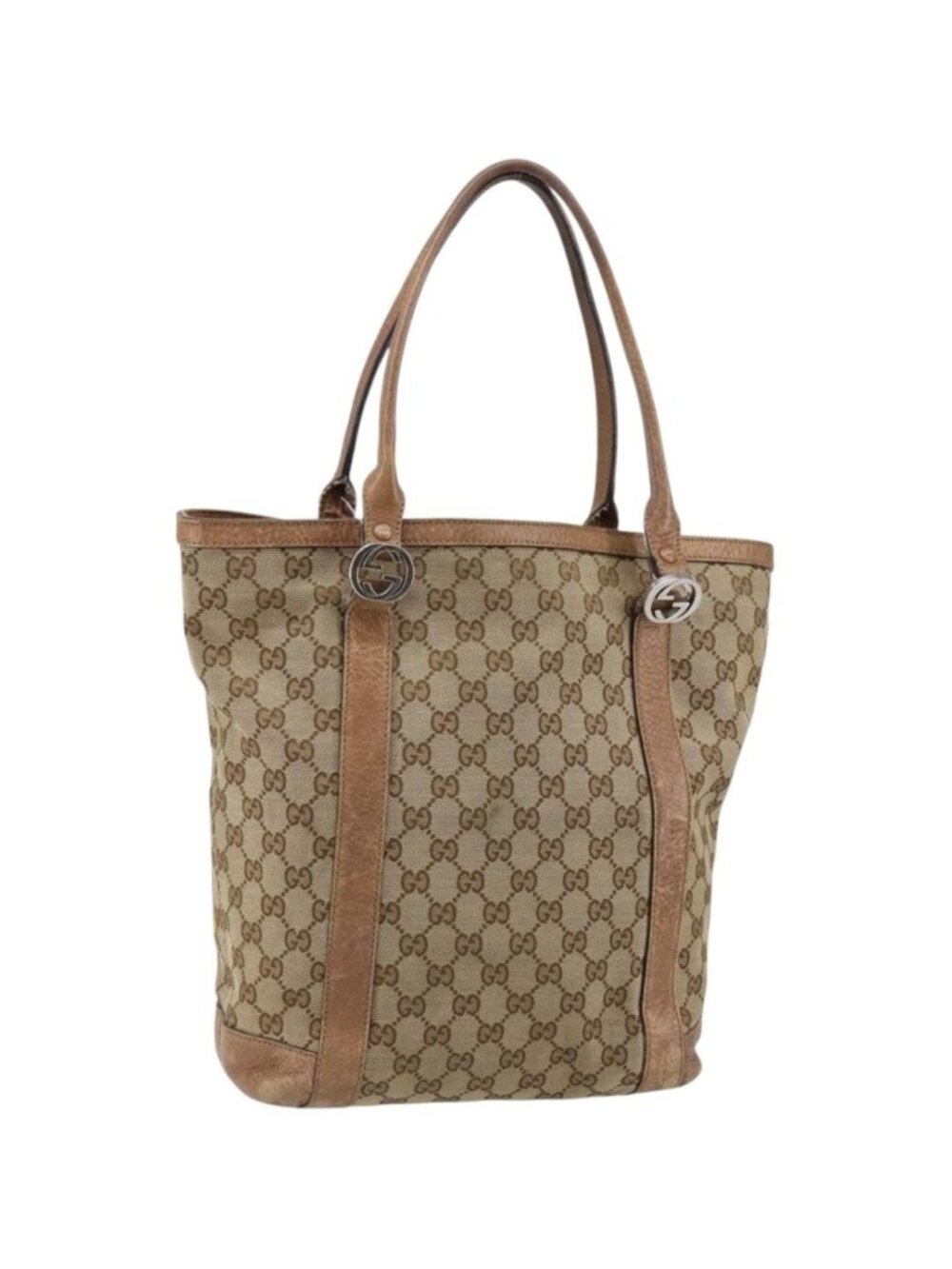 GUCCI GG Canvas Miss GG Tote Bag Beige Silver 342591